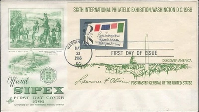 Scott 1311 FDC with Souvenir Sheet - 5 cent - 1966 - 6th Inter. Philatelic - Image 1 of 2
