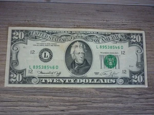 VINTAGE SERIES 1974 $20 DOLLAR BILL FEDERAL RESERVE NOTE UNCIRCULATED - Picture 1 of 2