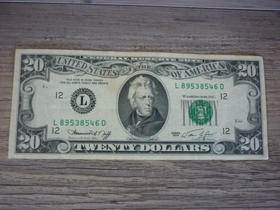 VINTAGE SERIES 1974 $20 DOLLAR BILL FEDERAL RESERVE NOTE UNCIRCULATED - Image 1 of 2