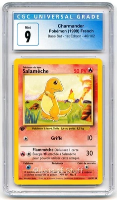 CGC 9 MINT French Charmander Salameche Base 1st Edition 1999 Pokemon 46/102  -45 - Image 1 of 2