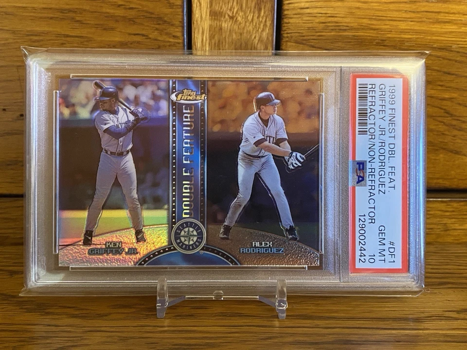 1999 Finest KEN GRIFFEY JR / ALEX RODRIGUEZ Double Feature Refractor PSA Gem 10 - Image 1 of 2