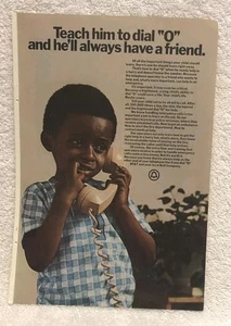 Vintage 1972 AT&T Original Print Ad - Full Page - Teach Him To Dial “0” - Bild 1 von 1
