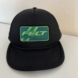 FELT Bicycles Cycling Trucker Hat Adjustable Cap Black Green Mesh Back - Picture 1 of 5