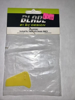 Aleta vertical, amarilla sin calcomanías: BMCX E-Flite RC Heli EFLH2228Y Foto 1 de 2