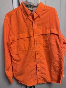 Game Guard Shirt Mens Medium Hunting Vented Button Up Blaze Orange Long Sleeve - Picture 1 of 4