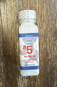 1 Hylands Cell Salt #5 Kali Mur 6X - 500 Tablets - Homeopathic Cold Treatment - Picture 1 of 3