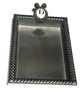 Mud Pie Initiale Metall Schmuck Tablett "D" Seil Bordüre 2009 Dekor - Bild 1 von 4