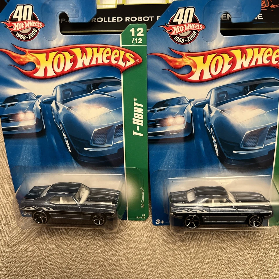 2 - Hot Wheels T-Hunt 12/12 (2007) 40th Blue '69 Camaro Car Toy 172/172 - Image 1 of 4