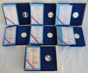 Disney Mickey Mouse 60 Years 1988 Silver Coins Complete Boxed Set of 7 - Picture 1 of 10