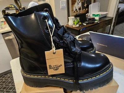 DR. MARTENS MOLLY Leather Platform Boots BLACK BUTTERO  Women’s SIZE 10 NEW - Image 1 of 4