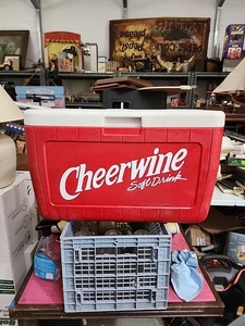 Cheerwine Soft Drink Ice Chest Vintage Can Cooler Red White Rare - Picture 1 of 10