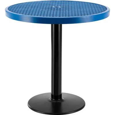36" Round Outdoor Counter Height Table with Pedestal Base 36"H Blue - Image 1 of 4