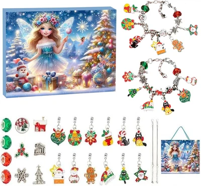2025 Silver Christmas Bracelet Advent Calendar Bracelet, Teen Girls 24 Days Xmas - Image 1 of 4