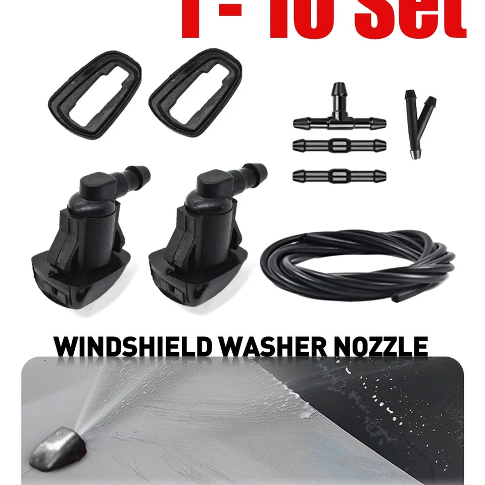 Windshield Nozzle+Hose+Connectors Washer For Jeep Grand Cherokee 2005-16 1-10Set - Image 1 of 4