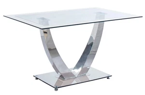 Mesa para comedor fija Md-Dubai acabado blanco/cromo, 140cm(ancho) 75cm(altura) - Imagen 1 de 1