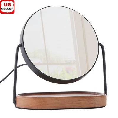 Reloj Despertador LED con Bandeja Espejada Grano Madera Baratija USB Recargable Respaldo Foto 1 de 4