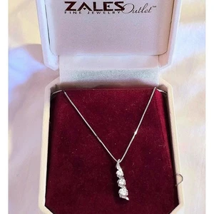 Zales 14k wg 3 Diamond Swirl Necklace - Picture 1 of 6
