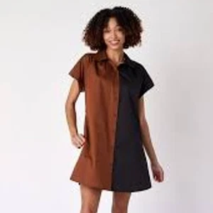 Crosby by Mollie Burch Jennings Mini Shirt Kleid 13188F24D1 in Nelke/Schwarz Small - Bild 1 von 5