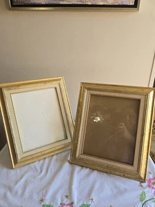 Set Of 2 Ornate Gold Wood W/Glass Free Standing Picture Frames Gallery Decor - Picture 1 of 12