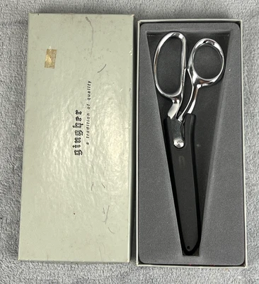 Vtg Gingher Scissors Knife Edge G-8 Chrome Brazil Dressmaker Shears w Sheath Box - Image 1 of 4