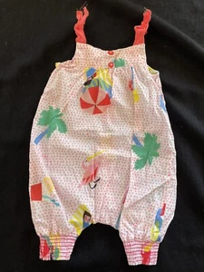 Catimini (France) White/Coral/Multi Tropical Print Cotton Coverall- 3Mos - Picture 1 of 9