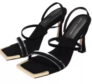 Sandali buoni americani straordinari punta quadrate donna pelle scamosciata nera GA022S-X taglia 7,5 - Foto 1 di 9