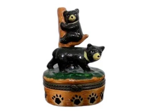 Black Bear Figurine Trinket Box with Removable Ceramic Bass Inside - Picture 1 of 4
