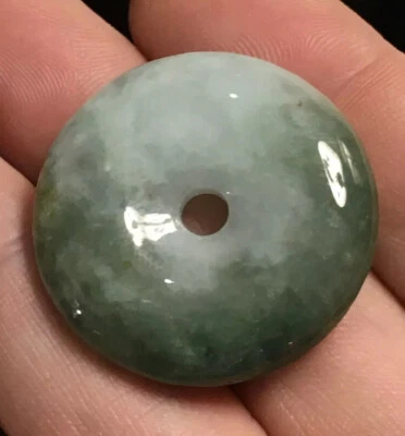 COLGANTE DONUT BIRMANO NATURAL HELADO OSCURO VERDE ESMERALDA JADE JADE CÍRCULO 16gm Foto 1 de 4