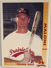 1996 Abilene Prairie Dogs Scott Malone Trading Card