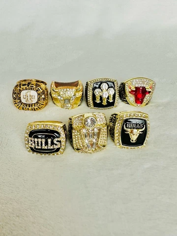 7 Pcs Chicago Bulls Michael Jordan Championship Ring Set, 🇺🇸 SHIP Cover