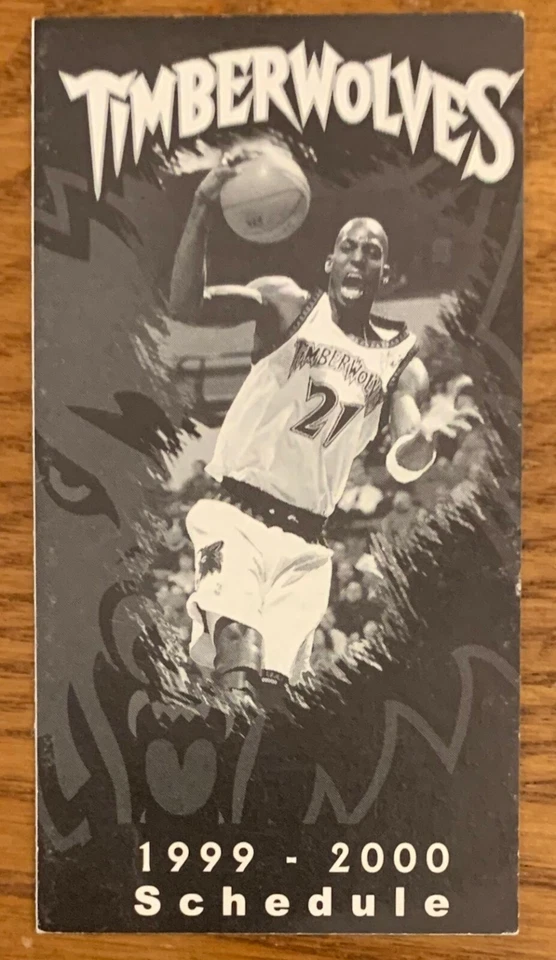 MINNESOTA TIMBERWOLVES, 1999-2000 SEASON SCHEDULE, AMAZING ! KEVIN GARNETT ! - Image 1 of 1