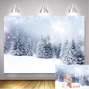 Invierno Bosque de Hielo Paisajes Navidad Noche Fiesta Decoración Fondo - Imagen 1 de 9