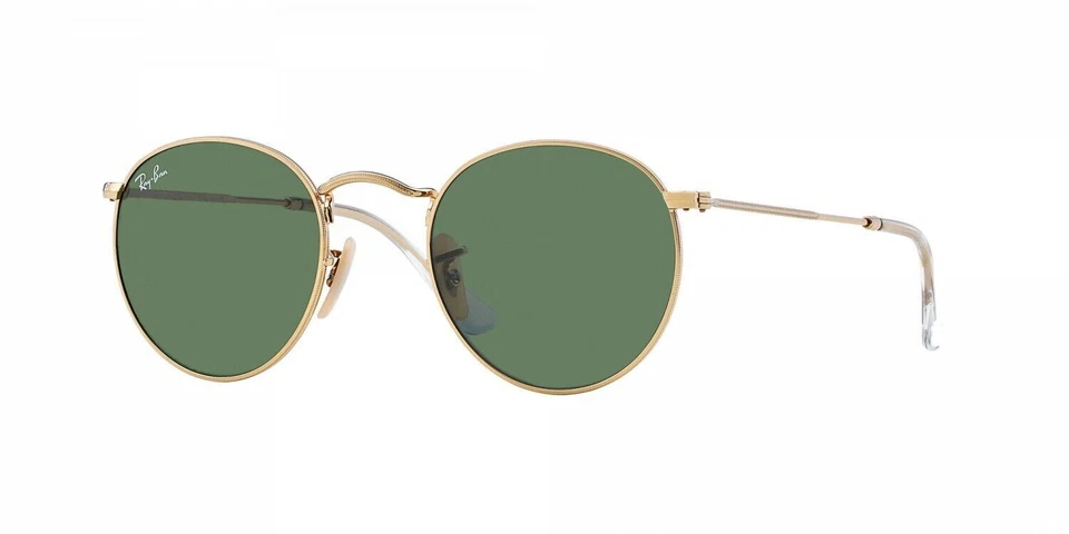 Ray-Ban RB3447 Round Metal Men's Sunglasses - Gold/Solid Green