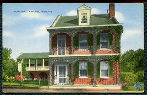 2 cartoline di lino Natchez Mississippi ms Bontura & Elmscourt - Foto 1 di 4