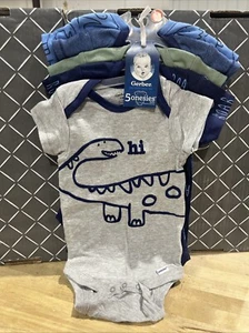 Gerber Baby Boys 5-pack Dinosaur Short-Sleeve Onesies Bodysuits Sz. 6-9 Months - Picture 1 of 6