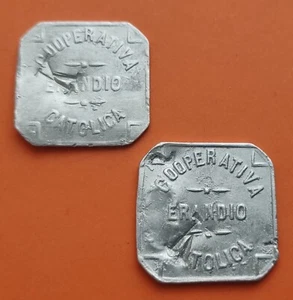 ERANDIO 500 GRAMOS DE PAN 1938 resello FICHA COOPERATIVA CATOLICA BILBAO VIZCAYA - Bild 1 von 3