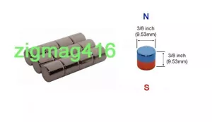 D3/8" x 3/8" thick, N42, Rare Earth, Neodymium Cylinder Magnets - Pack of 10 - Picture 1 of 1