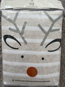 Gap Kids Pjs Set 2 Piece Long Sleeve Holiday Print rain Dear Beige Stripped 14 - Picture 1 of 5