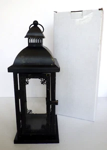 Kate Aspen Black Antique Ornate Metal Lantern Candle Holder 12 1/2" with Box - Picture 1 of 17
