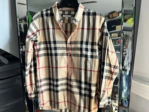 Authentic Burberry Check Plaid Button Shirt Youth 14Y Womens S - Picture 1 of 3