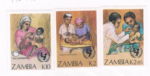Zambia 441-43 Unused short set UN Child survival 1988 CV 3.80 (Z0002) Cover