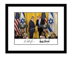 Donald Trump 8x10 Photo Print Benjamin Netanyahu Signed President Israel - Picture 1 of 2
