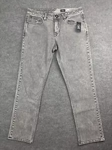 Volcom Vorta Jeans Men's 32 x 32 Gray Denim Slim Fit Straight Regular Rise NWT - Picture 1 of 10