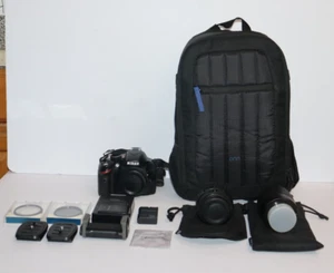 Nikon D3200 24.2 MP Black DSLR Camera Bundle 18-55mm & 55-200 Lens - Picture 1 of 22