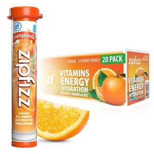Zipfizz Daily Energy Drink Powder, Orange Soda, 20 Pack 3-in-1 Sustained Energy - Picture 1 of 4