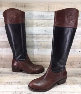 Vince Camuto Karena schwarz/braun Leder Logo Reitstiefel Damengröße 7B / 37 - Bild 1 von 11