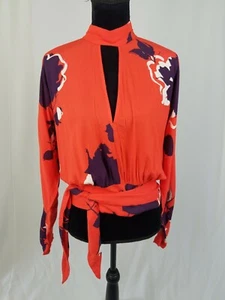 Free People women PS orange "Say You Love Me" floral top long sleeve - Picture 1 of 6