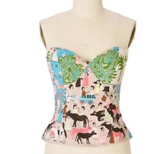 Top Bustier Tracy Reese Y2K Raro - Algodón Estampado Pueblo Talla 12 - Imagen 1 de 7