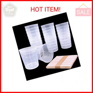 30 Pcs Plastic Graduated Cups, 60ml/2oz Clear Scale Cups with 50 Pcs Wooden Stir - Picture 1 of 2