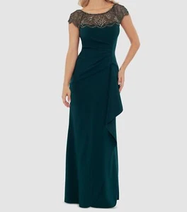 XSCAPE Women's Green Embellished-Neckline Gown Silhouette Dress Size 16 - Picture 1 of 1